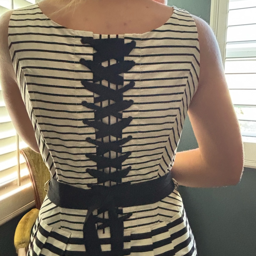 Corey Lynn Calter Black and White Chevron Corset Dress